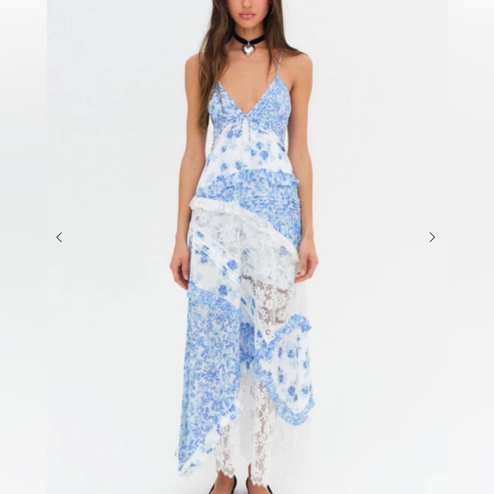 ForLoveAndLemons Blue Rosalyn Maxi Dress